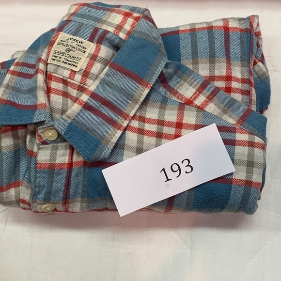 J. Crew Vintage Medium Slim Fit Flannel Shirt Blue Red White Plaid 100% Cotton - Picture 6 of 6